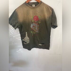 Ed Hardy Olive Green Skull & Rose Graphic Tee